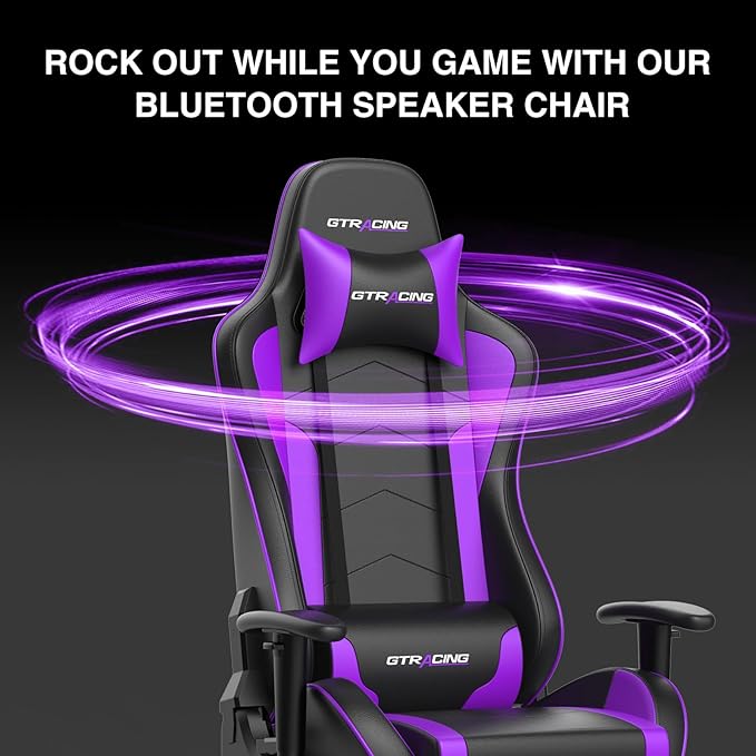 GTRACING Gaming Chair with Speaker and Footrest Office Computer Chairs Music - Image 8