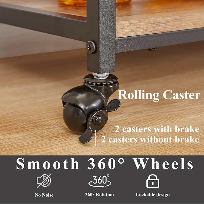 FATORRI Bar Cart for The Home, Rolling Wine Carts on Wheels - Image 5