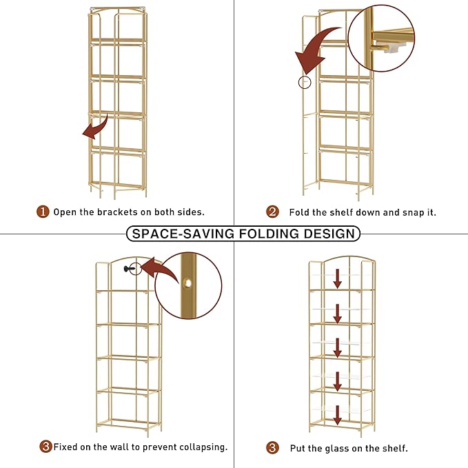 Crofy No Assembly Folding Bookshelf - Image 4