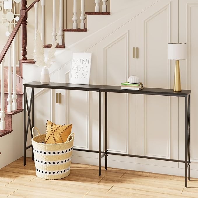 Masupu 63" Console Table, Modern Narrow Long Sofa Table Behind Couch, Skinny - Image 2