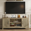ChooChoo Farmhouse TV Stand, Wood Fluted Door Entertainment Center by ChooChoo