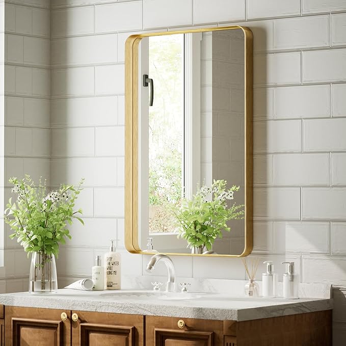 Bathroom Mirror 24x32 inch, Modern Round Corner Bathroom Vanity Mirror - Image 9