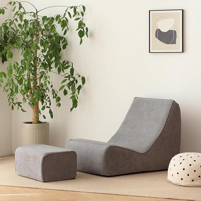 N&V Bean Bag Chair Single Seated Foam Sofa Armless Floor Sofa by NV