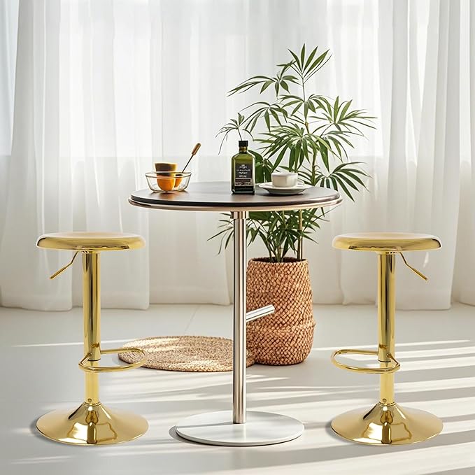 CAROLMADE Bar Stools Set of 2, Adjustable Metal Bar stools Swivel Counter - Image 6