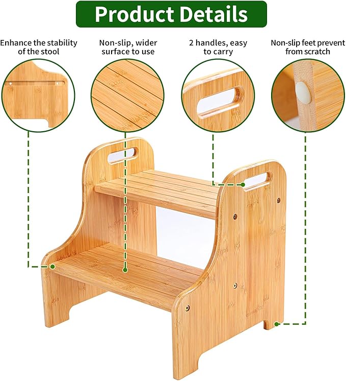VaeFae Bamboo 2 Step Stool - Image 5