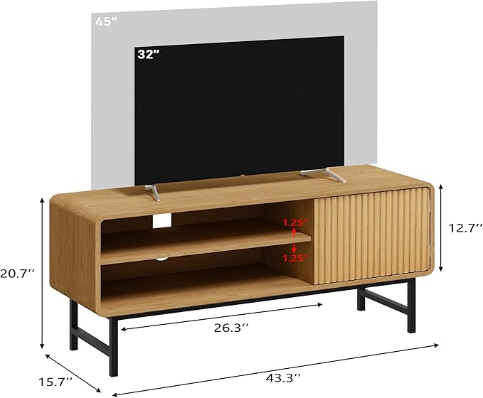 TV Stand, Mid Century Modern Entertainment Center - Image 2