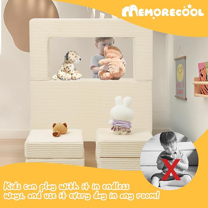 MeMoreCool Modular Kids Couch, Corduroy Play Toddler Couch - Image 5