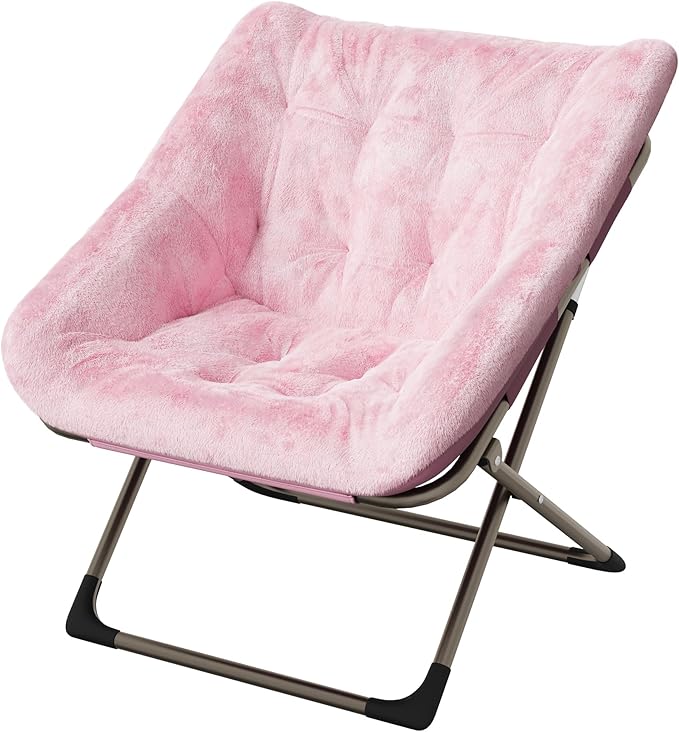 Comfy Chair for Adults, Foldable Living Room Chairs, Soft Faux Fur Folding by Garvee
