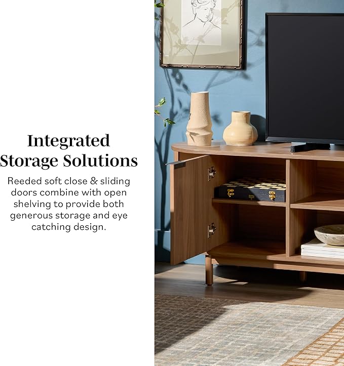Walker Edison Modern Curved Reeded TV Stand - Image 4