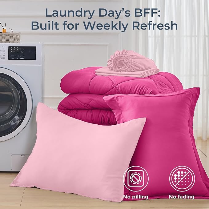 HEVUMYI Hot Pink & Baby Pink Twin-XL Comforter Set - Image 7