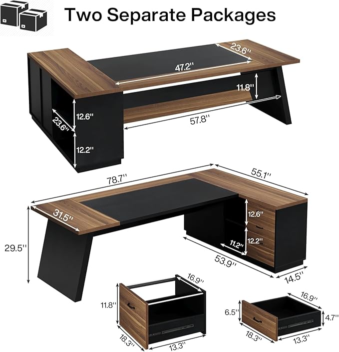 Tribesigns 78" L-Shaped Executive Desk, Large Modern Office Desk - Image 2