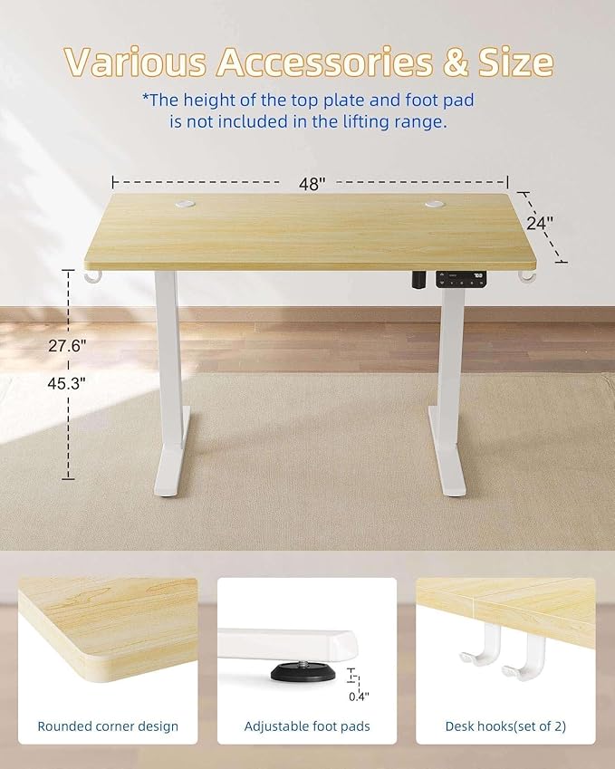 YIHAYO Electric Standing Desk, 48 x 24 Inches Stand Up Desk - Image 6