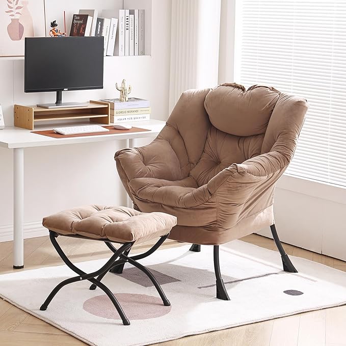 Lazy Chair with Ottoman, Modern Chair with Folding Footrest, Lounge Accent Chair - Image 7