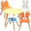 Kids Wooden Animal Table & Chair Set w 4 Seats- Puppy Kitten Bunny Plus Adult by Svan
