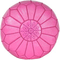 Stuffed Round Design Moroccan Leather Pouf Ottoman, Pre-Filled, 100% Genuine by Unknown