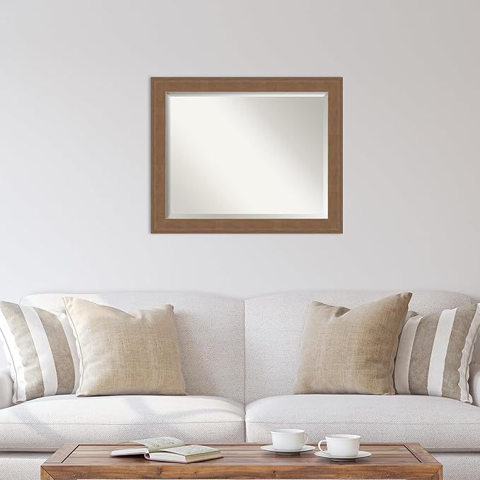 Amanti Art Brown Wall Mirror 27x33 Alta Medium Brown Rectangle Bathroom Mirror - Image 5