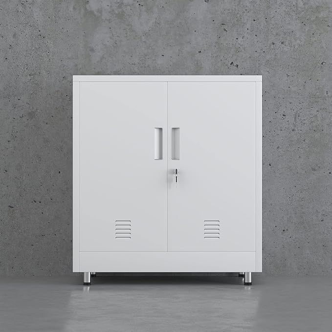 Metal Storage Cabinet with Locking Doors and Adjustable Shelf, Small Lockable - Image 9