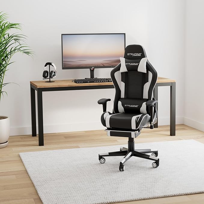 GTRACING Gaming Chair with Footrest Speakers Video Game Chair Bluetooth Music - Image 2