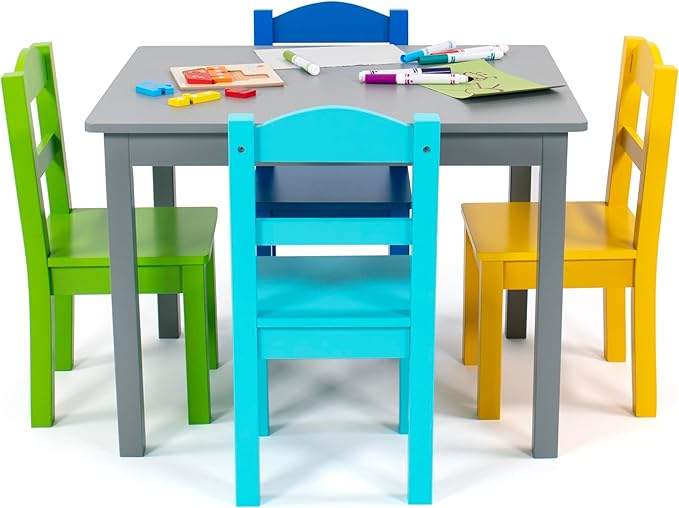 Humble Crew Kids Wooden Table and 4 Chairs Set, and Snack Time - Image 2