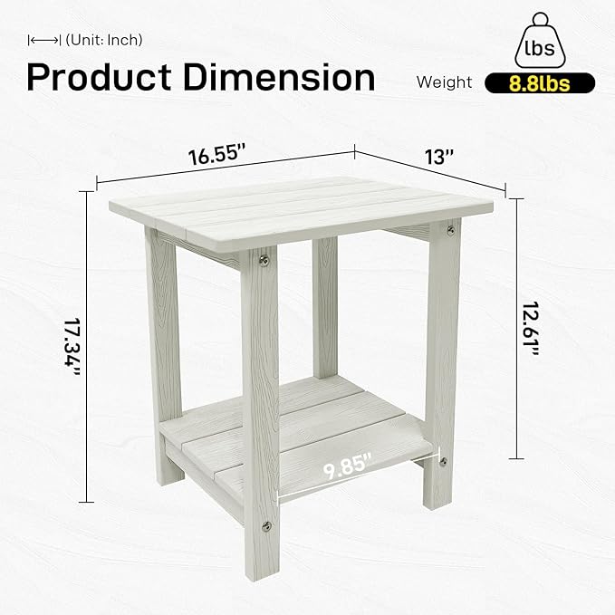 Melucivi Weather Resistant Outdoor Side Table, Double Small Adirondack Side - Image 3