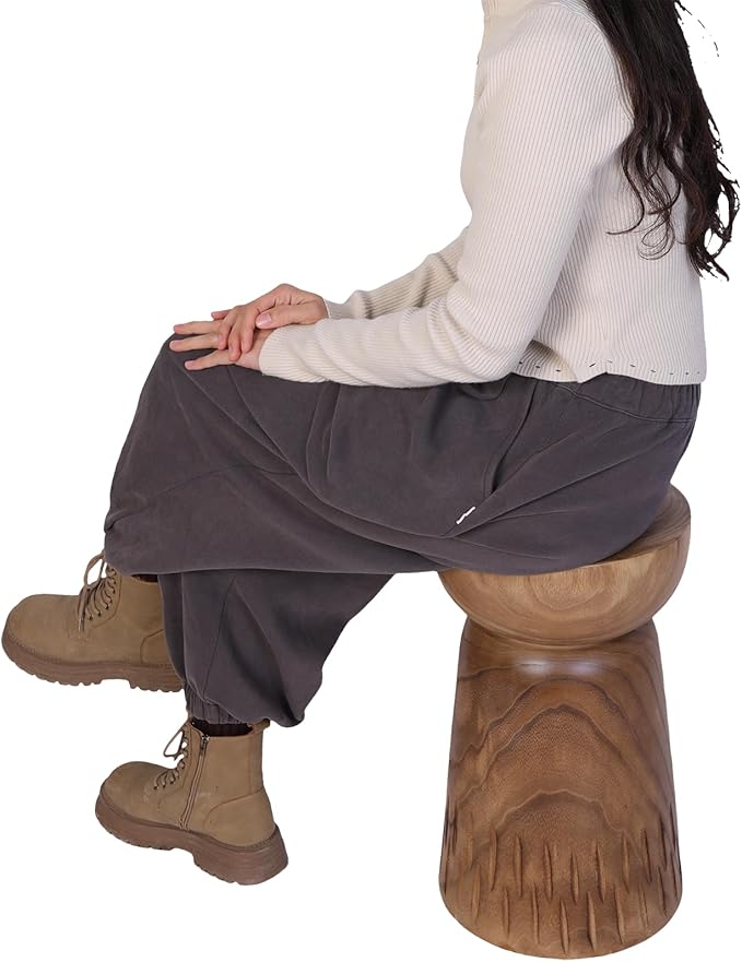 Athaliah 19”H Rustic Tree Stump Side Table – Natural Wooden End Table, Round - Image 7
