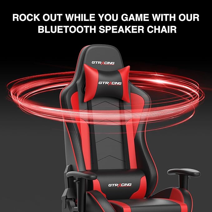 GTRACING Gaming Chair with Footrest Speakers Video Game Chair Bluetooth Music - Image 8
