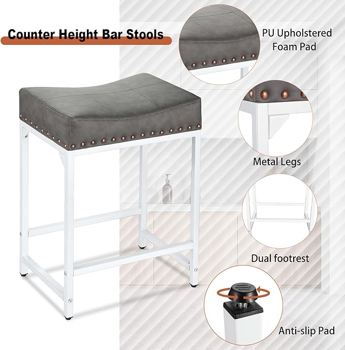 Bar Stools Set of 2, Counter Height Bar Stools - Image 5