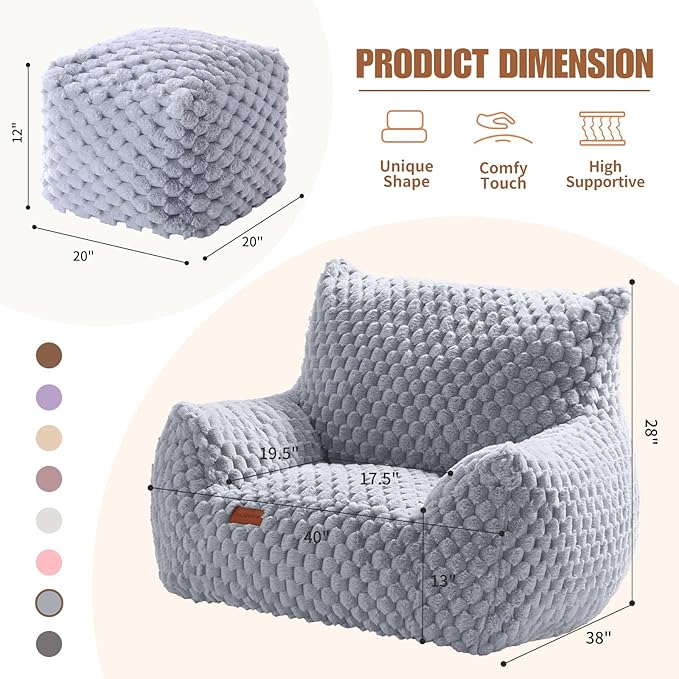 Big Bean Bag Chairs for Adults Cozy Giant Bean Bag Sofa Chair, Gaming Bean Bag - Image 2