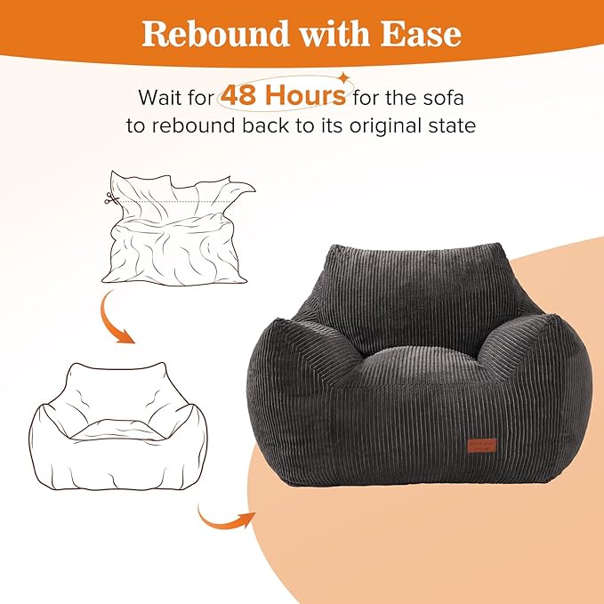 Big Bean Bag Chair for Adults & Kids, Ultra Soft Living Room Bean Bag - Image 6