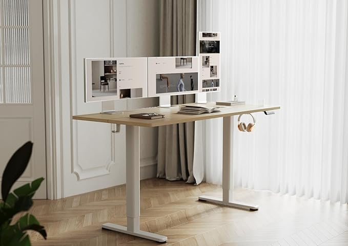 YDN Electric Standing Desk, 55x24 Inch Stand up Desk Adjustable Height - Image 2