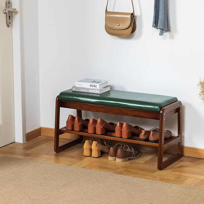 Shoe Rack Bench, Solid Wood Entryway Bench - Image 2