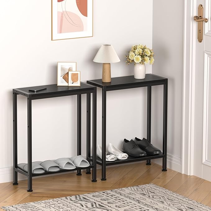 Narrow Side Table for Small Space, 2-Tier Small End Table - Image 8