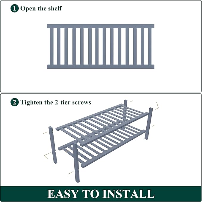 Smiry Shoe Rack, 2 Tier Thick Bamboo Shoe Organizer, Stackable Free Standing - Image 5
