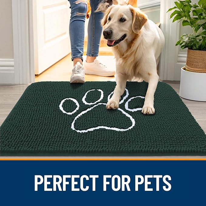 OLANLY Door Mat for Muddy Dog Paws 40x32, Absorbent Chenille Mud Doormat - Image 6