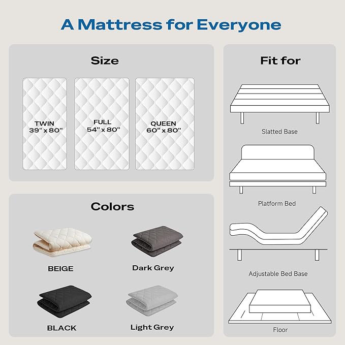 Japanese Floor Futon Mattress, Roll Up Tatami Mat, Sleeping Pad, Shikibuton - Image 7