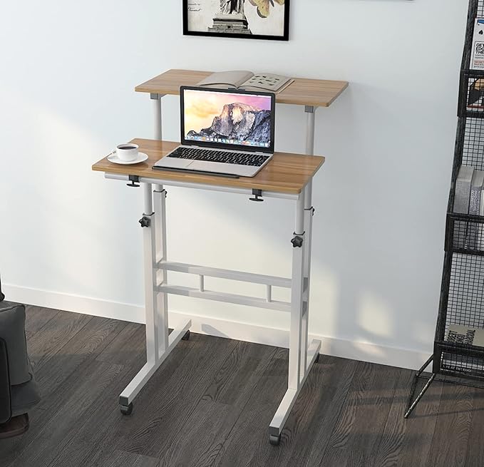 soges 23.6inches Height Adjustable Desk Laptop Desk on The Wheels, Rolling - Image 2