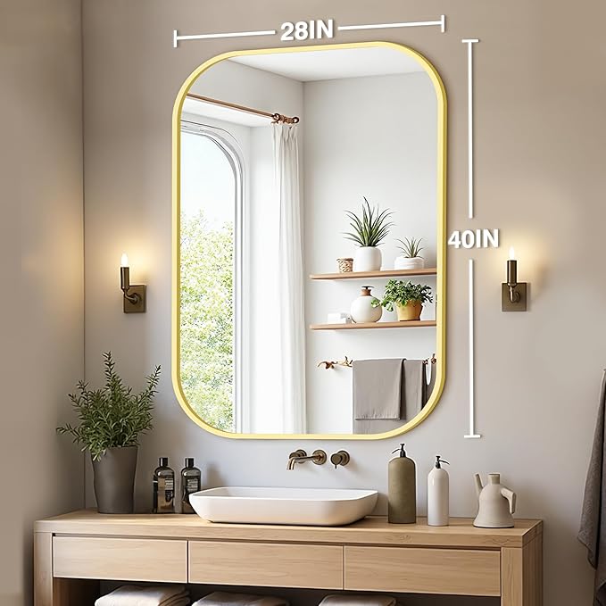 Bathroom Mirrors for Over Sink, 28x40 Gold Vanity Mirror for Bathroom Sink - Image 2