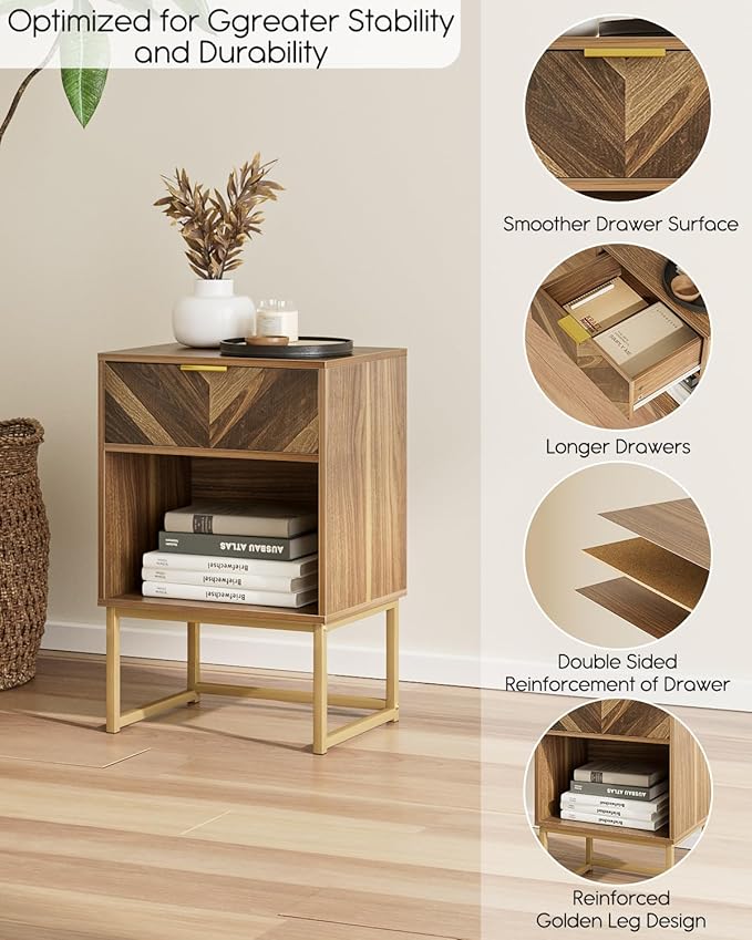 Nightstand, Boho Night Stand Wood Farmhouse Bedside Table - Image 7