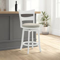 Armen Living Blair 30 in. Matte White Bar Height Rubberwood Swivel Barstool by ArmenLiving
