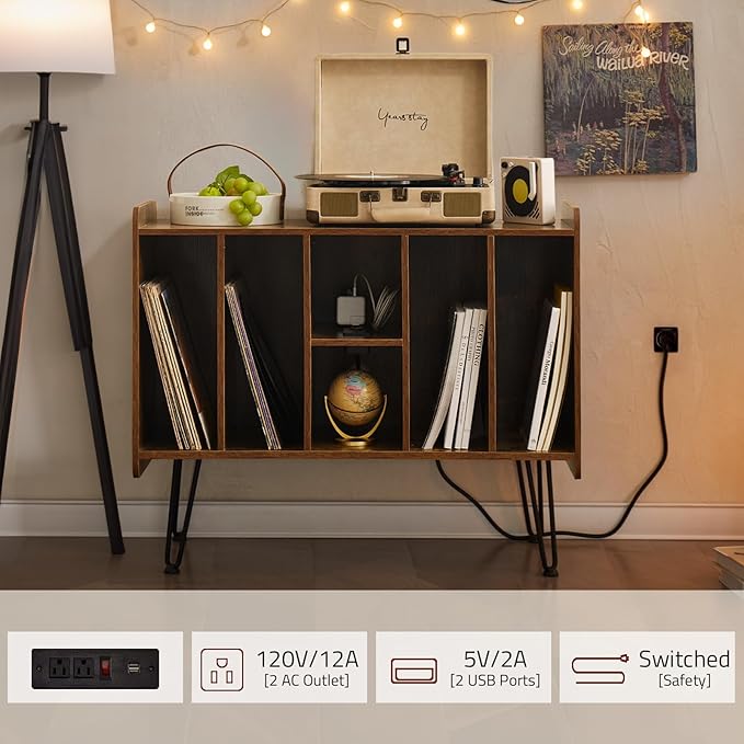 Large Brown Record Player Stand - Image 8