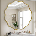 Round Wavy Mirror, 42 Inch Metal Frame Circle Mirror, Round Wall Mounted by Unknown