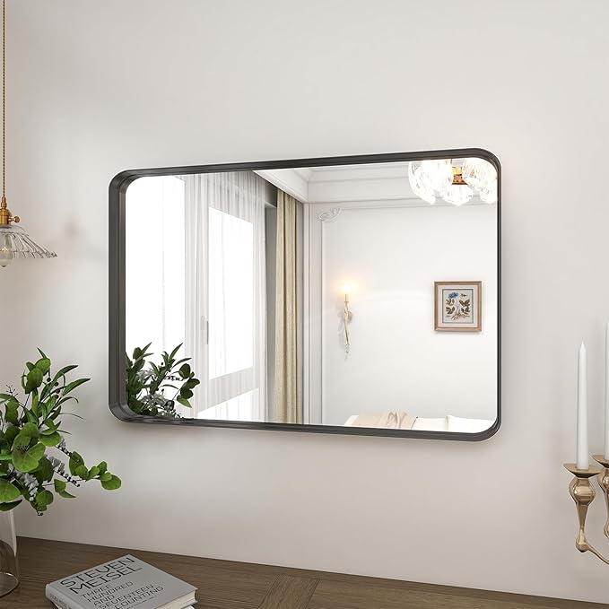 Bathroom Mirror 24x36 inch, Modern Round Corner Bathroom Vanity Mirror - Image 6