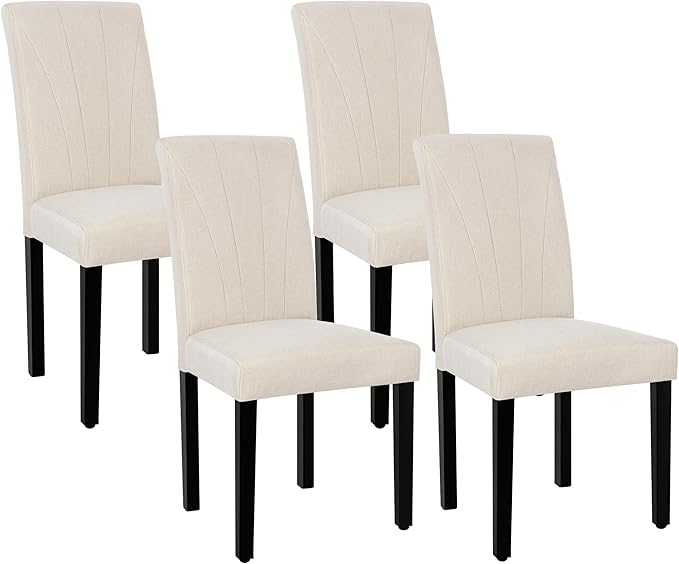 VECELO Upholstered Dining Chairs Set of 4, Modern Fabric and High Back & Solid by VECELO