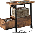LIDYUK End Table with Charging Station, Narrow Side Table with Drawer and USB by LIDYUK