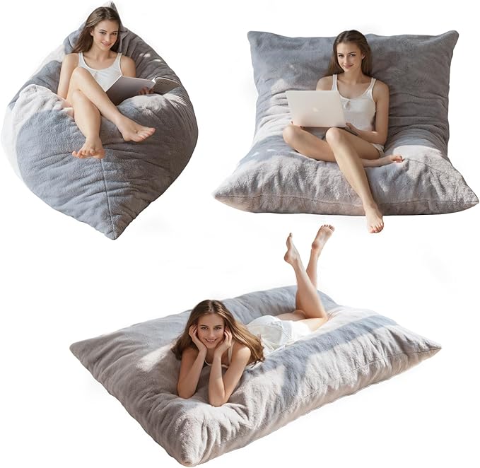 BYBYME 3 in 1 Bean Bag Chair, Convertible Chair Folds from Bean Bag to Lounger - Image 8