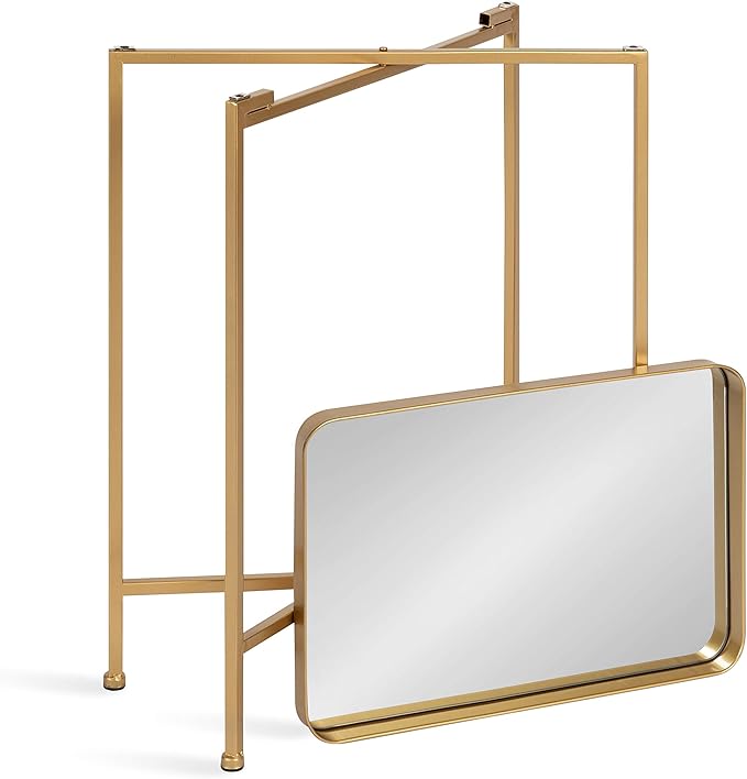 Kate and Laurel Celia Modern Mirrored Tray Side Table, Foldable Rectangular End - Image 6