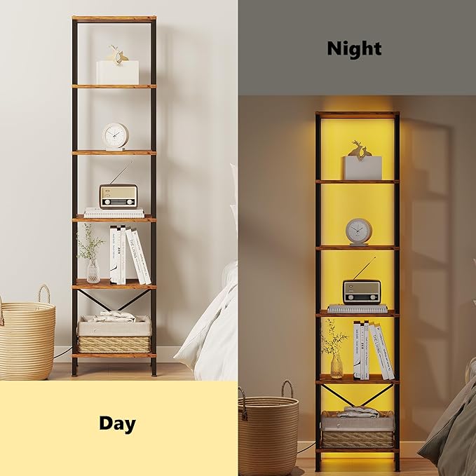6-Tier Bookshelf, Tall Narrow Bookcase - Image 6