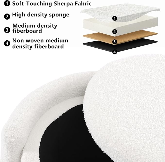 Furniliving Upholstered Button Tufted Round Ottoman, Ottoman - Image 5
