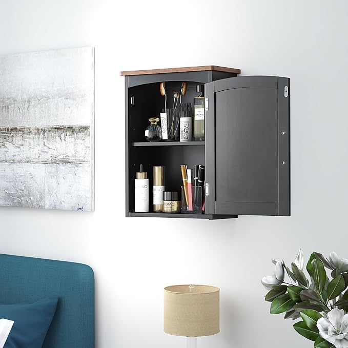 Bathroom Wall Cabinet 15 x 20 Inch Small Wall Cabinets Single Door Over Toilet - Image 2