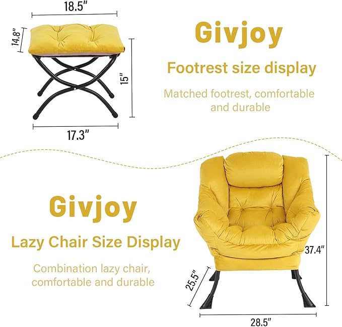 Lazy Chair and Ottoman, Large Accent Lounge Chair - Image 3